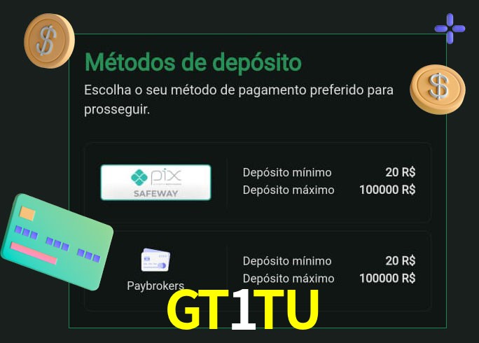 O cassino GT1TU oferece uma grande variedade de métodos de pagamento